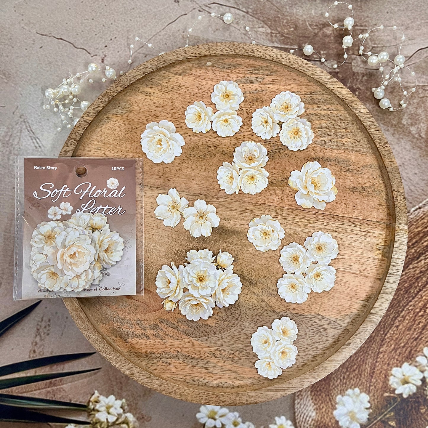 10 Pcs Light Floral Stationery Series Floral-themed Scrapbooking Stickers