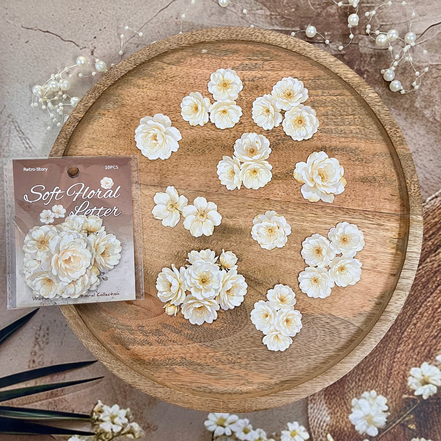 10 Pcs Light Floral Stationery Series Floral-themed Scrapbooking Stickers