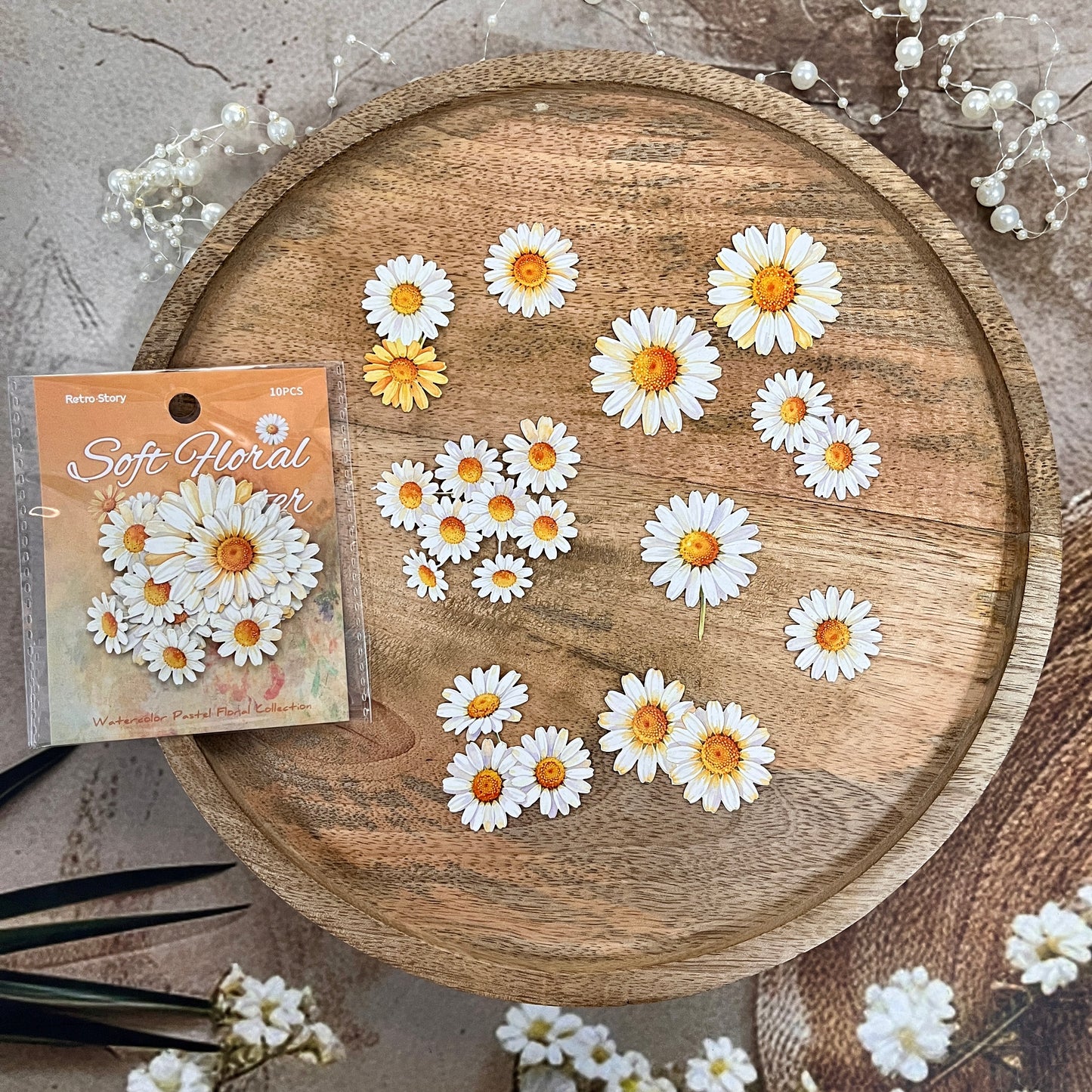 10 Pcs Light Floral Stationery Series Floral-themed Scrapbooking Stickers