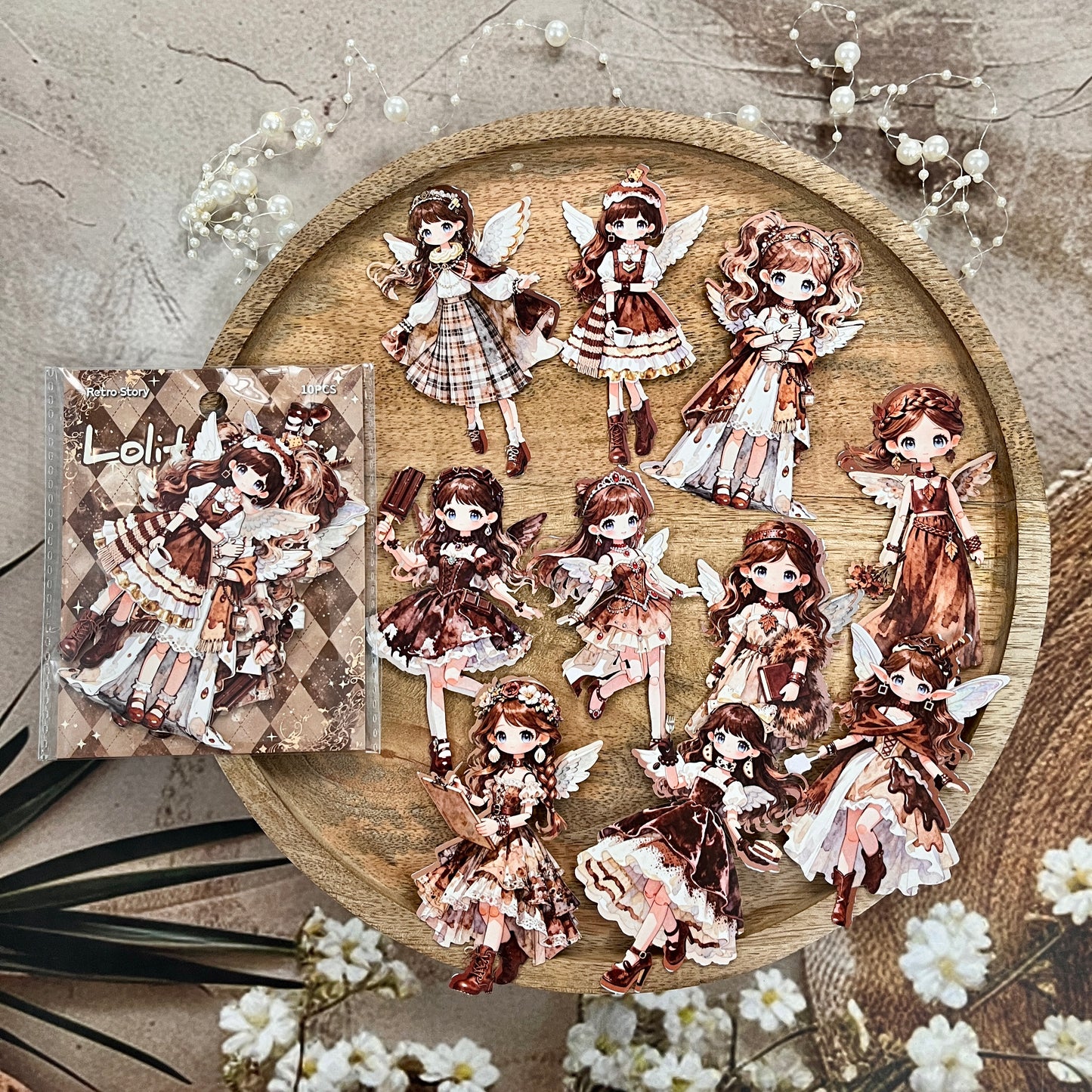 10 Pcs Lolita Fairy Series Lolita-style Anime-themed Journaling Stickers