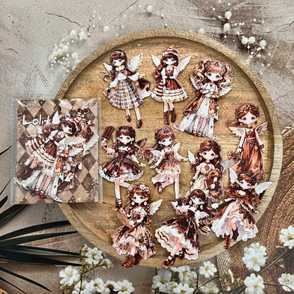 10 Pcs Lolita Fairy Series Lolita-style Anime-themed Journaling Stickers