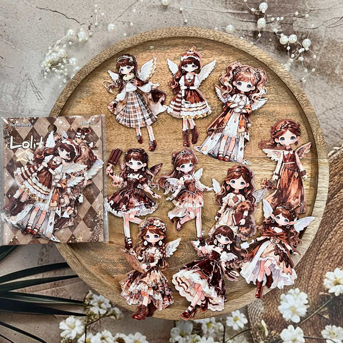 10 Pcs Lolita Fairy Series Lolita-style Anime-themed Journaling Stickers