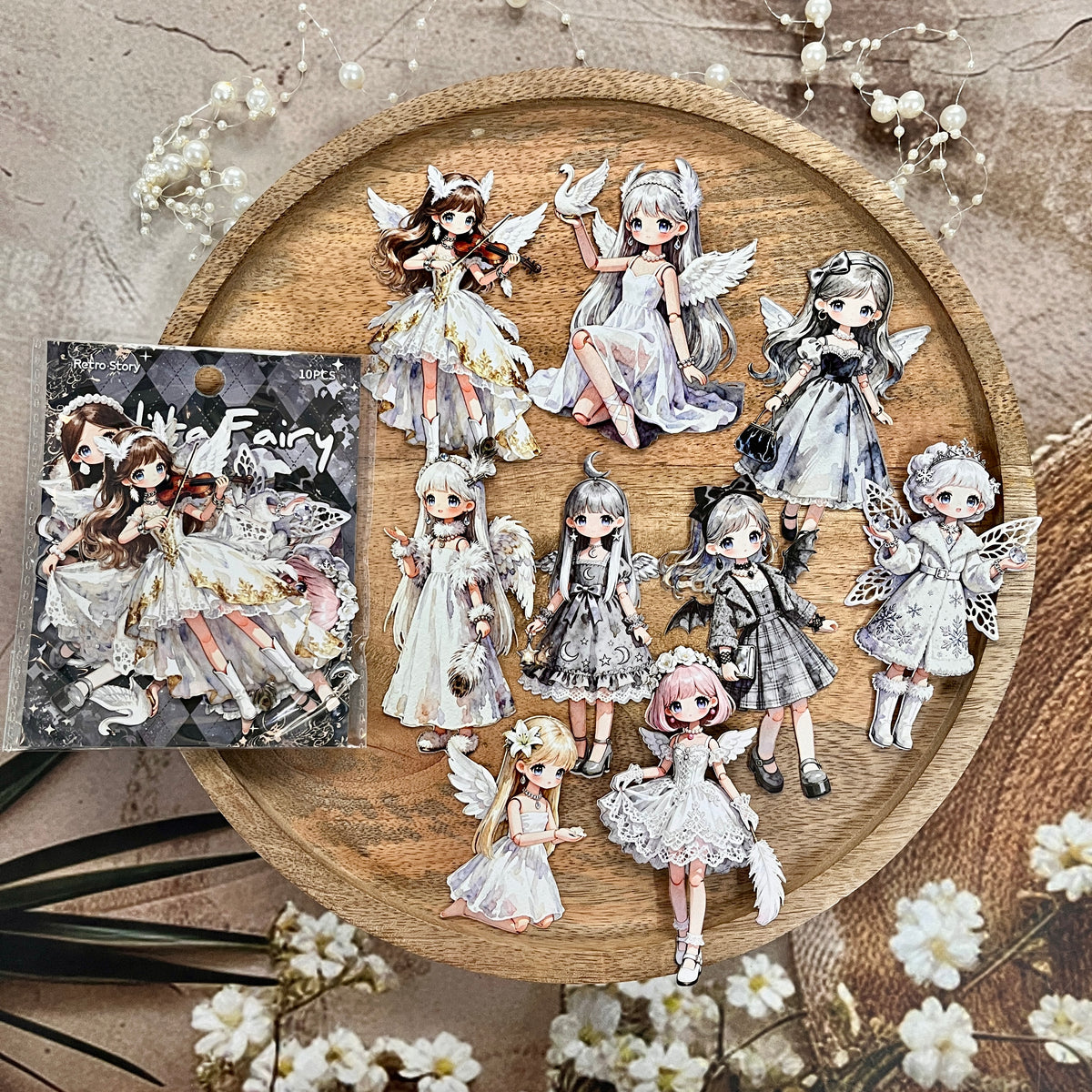10 Pcs Lolita Fairy Series Lolita-style Anime-themed Journaling Stickers
