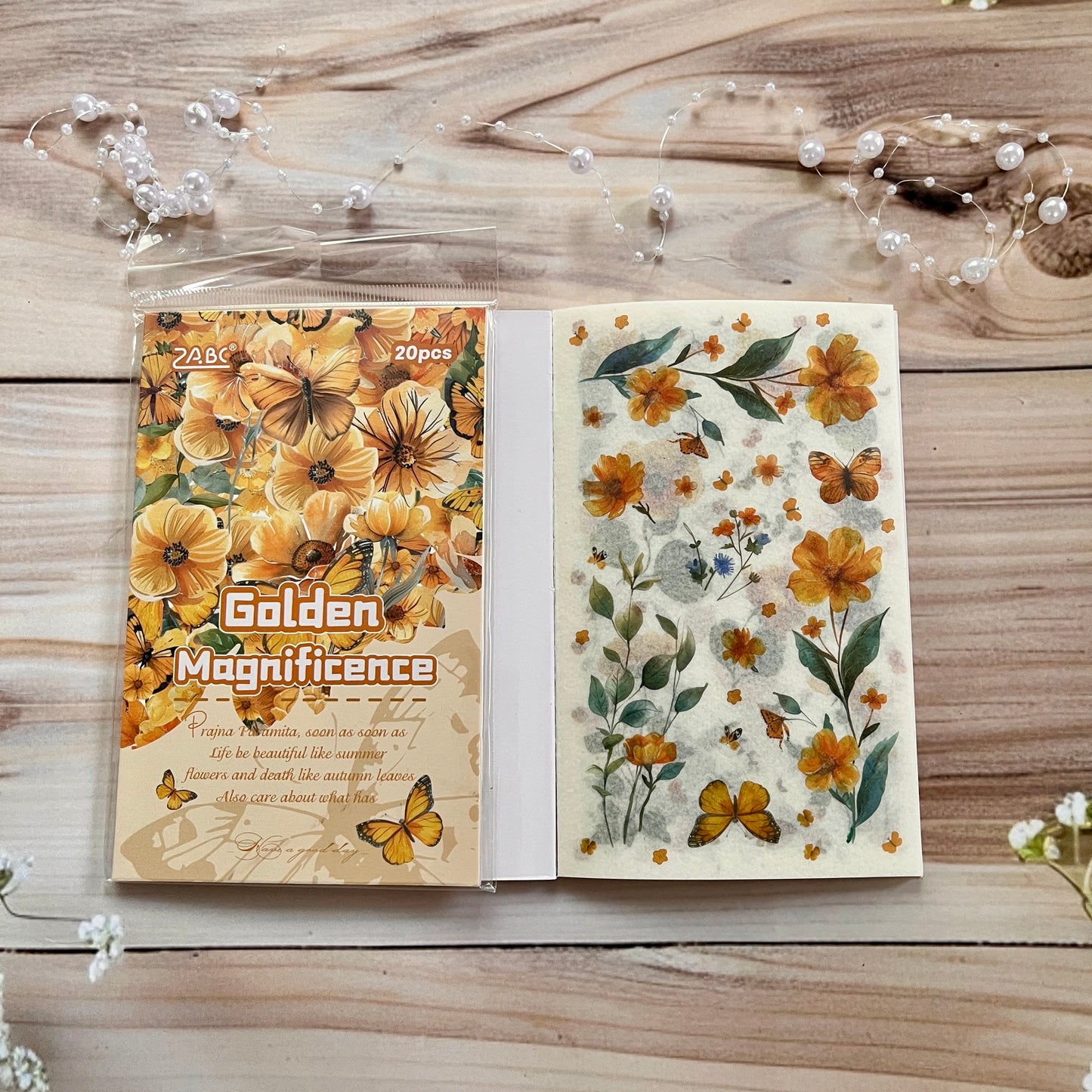 20 Sheets Floral Image Sticker Book for Journaling