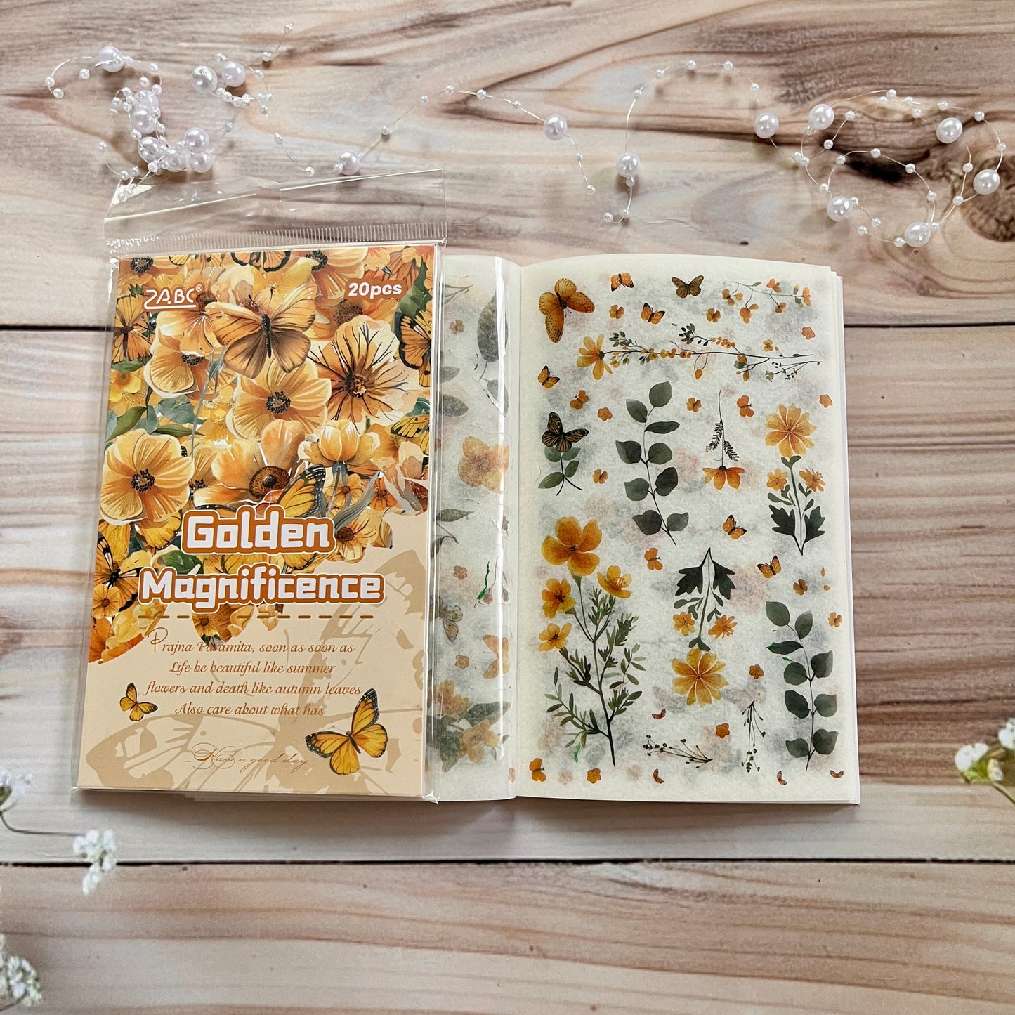 20 Sheets Floral Image Sticker Book for Journaling
