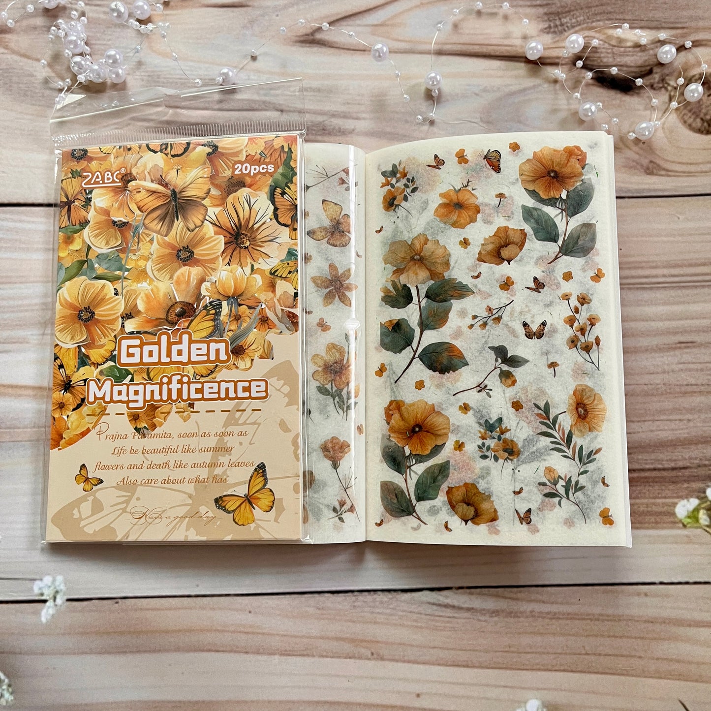 20 Sheets Floral Image Sticker Book for Journaling