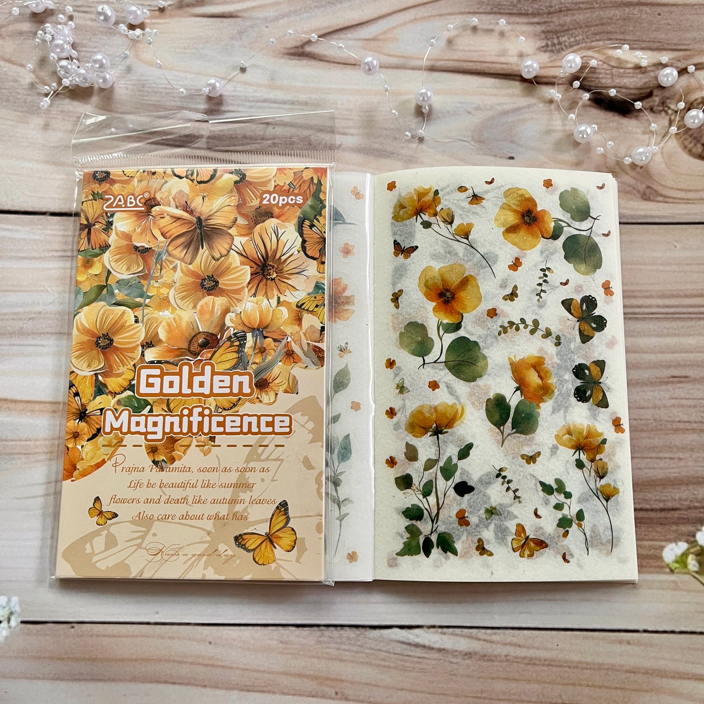 20 Sheets Floral Image Sticker Book for Journaling