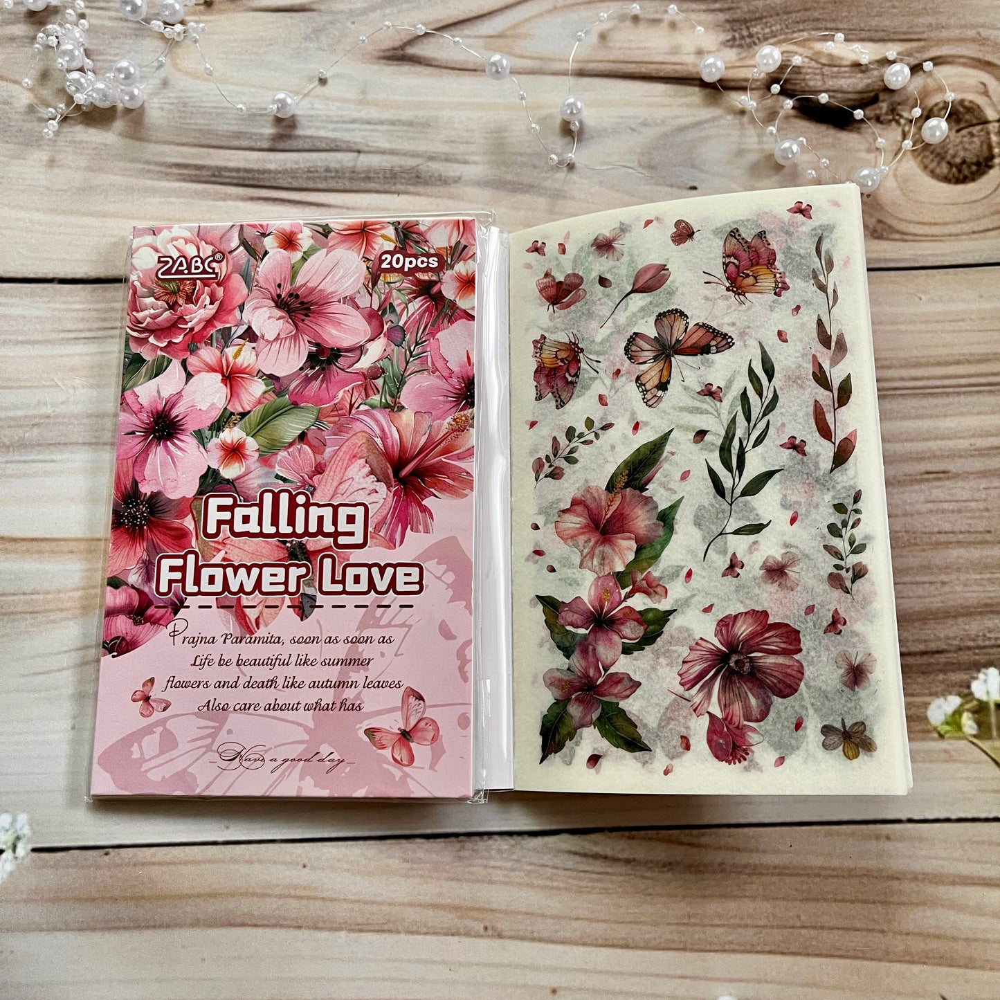 20 Sheets Floral Image Sticker Book for Journaling