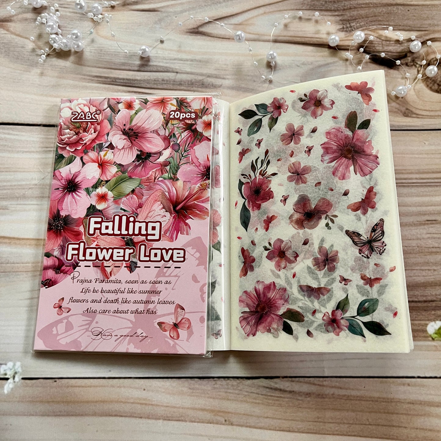 20 Sheets Floral Image Sticker Book for Journaling