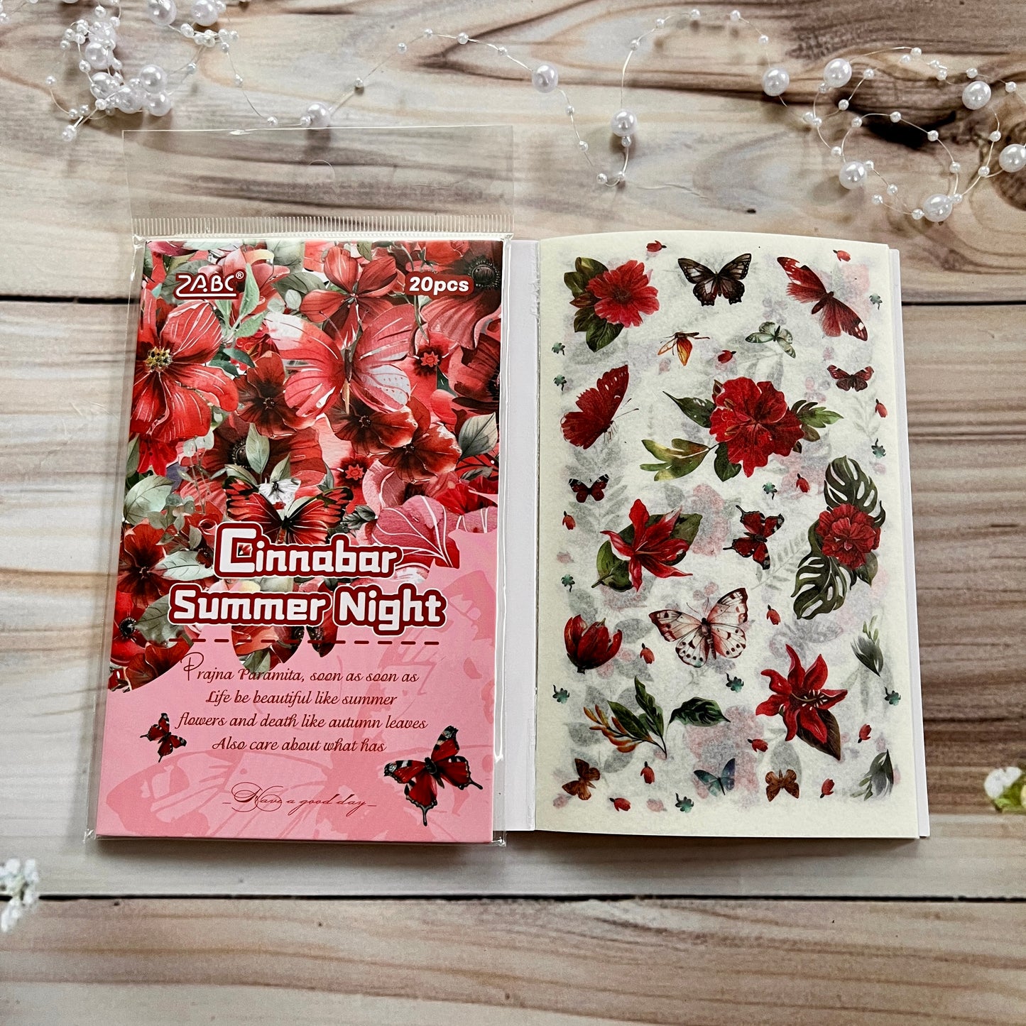 20 Sheets Floral Image Sticker Book for Journaling