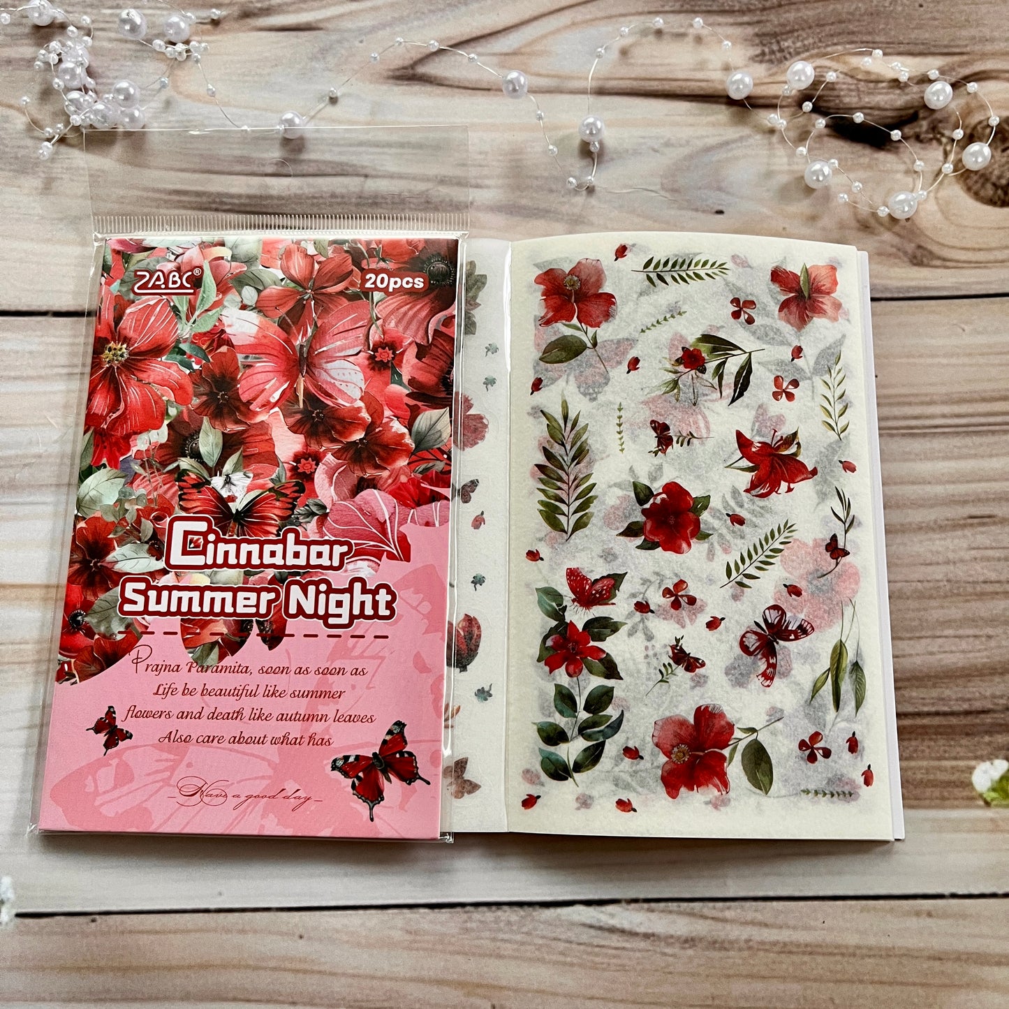 20 Sheets Floral Image Sticker Book for Journaling