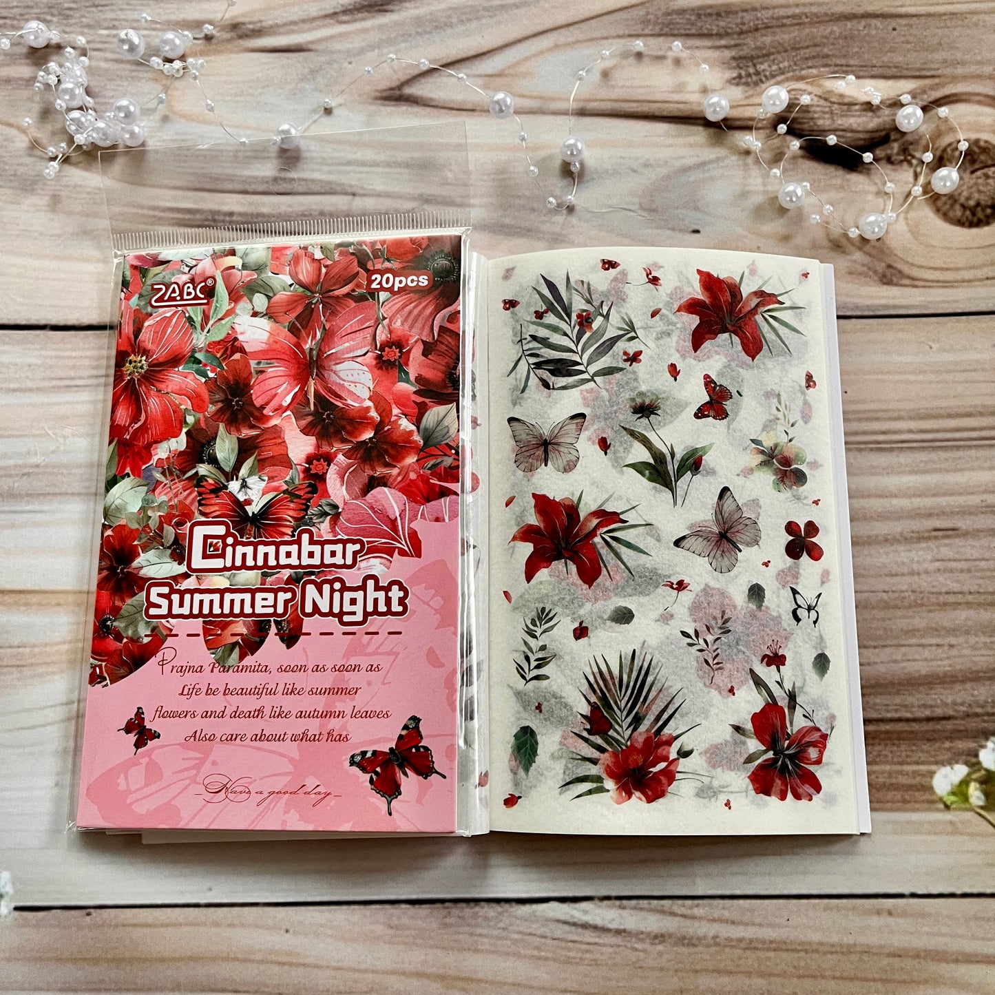 20 Sheets Floral Image Sticker Book for Journaling