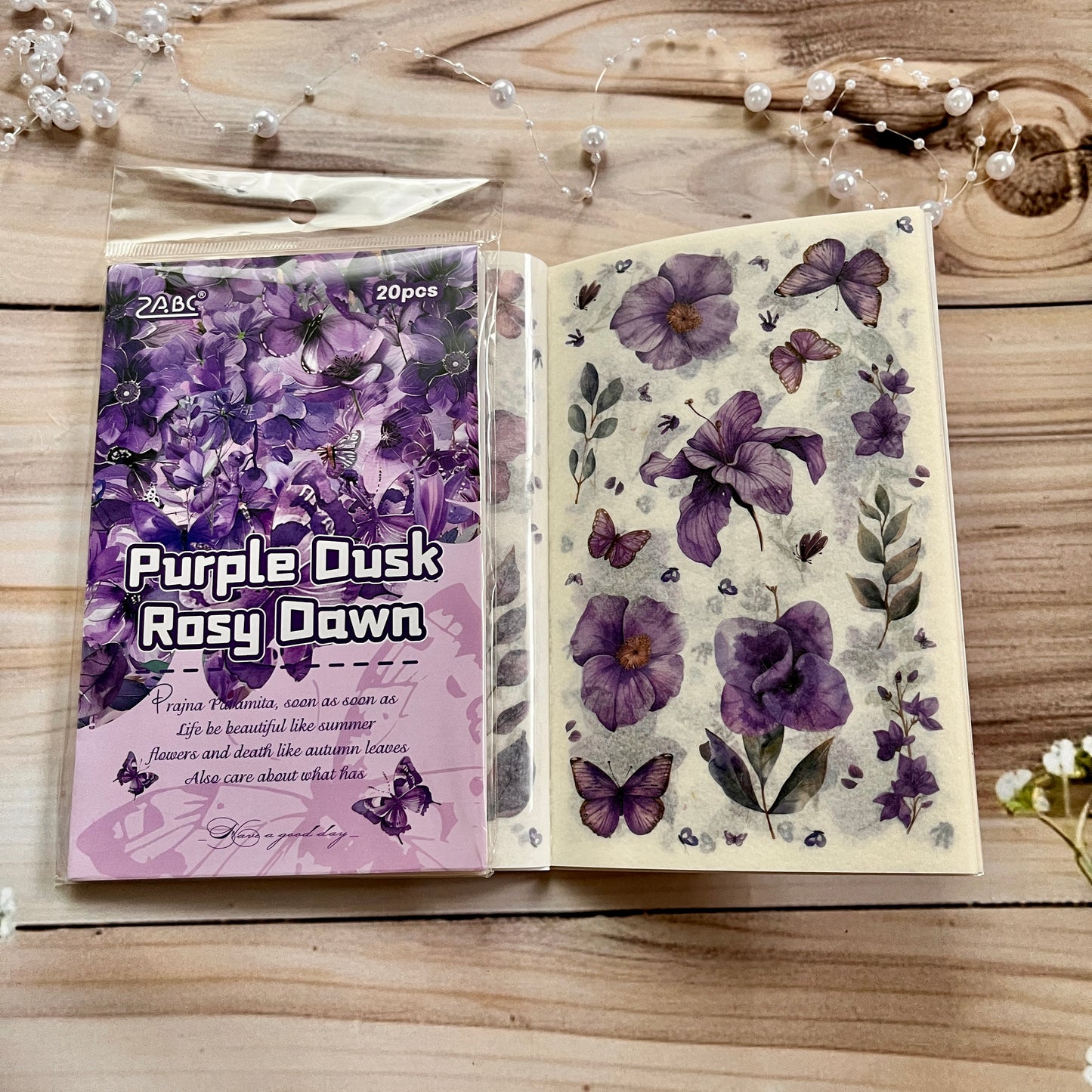 20 Sheets Floral Image Sticker Book for Journaling