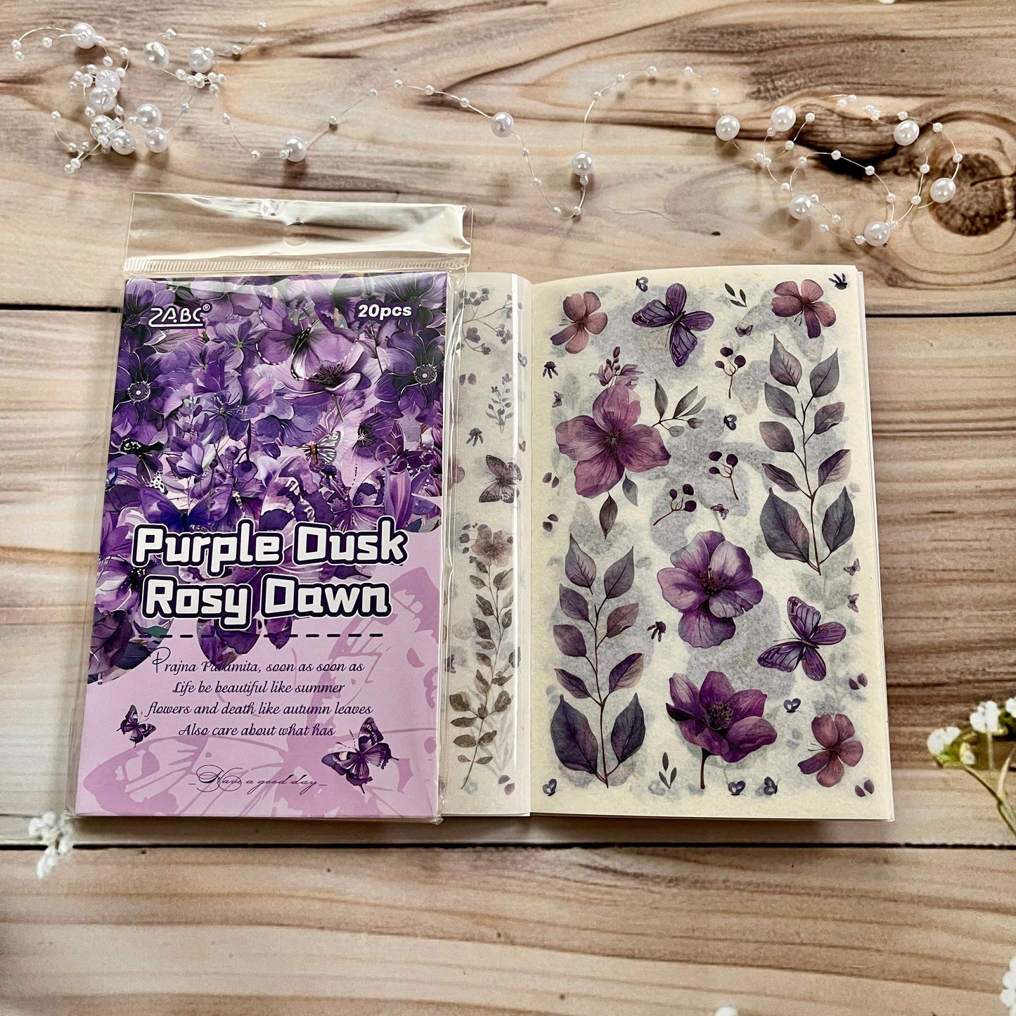 20 Sheets Floral Image Sticker Book for Journaling