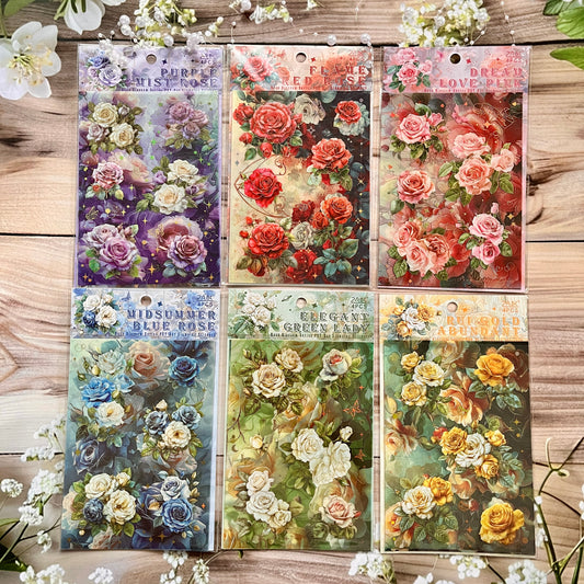 4 Sheets Rose Blossoms Hot Stamping Creative Stickers