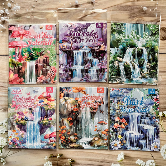 10 Pcs Waterfall Song Scenery Stickers for Journaling