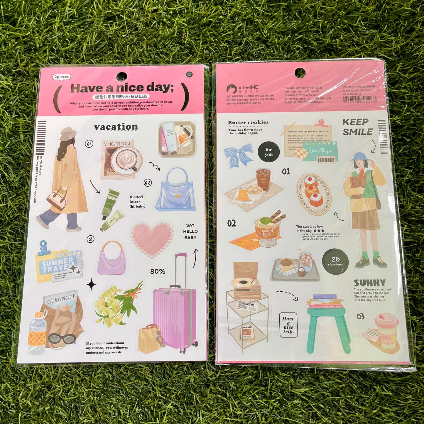 2 Pcs Stickers Happy Daily life Series Simple Decoration Personalized Stickers Pack