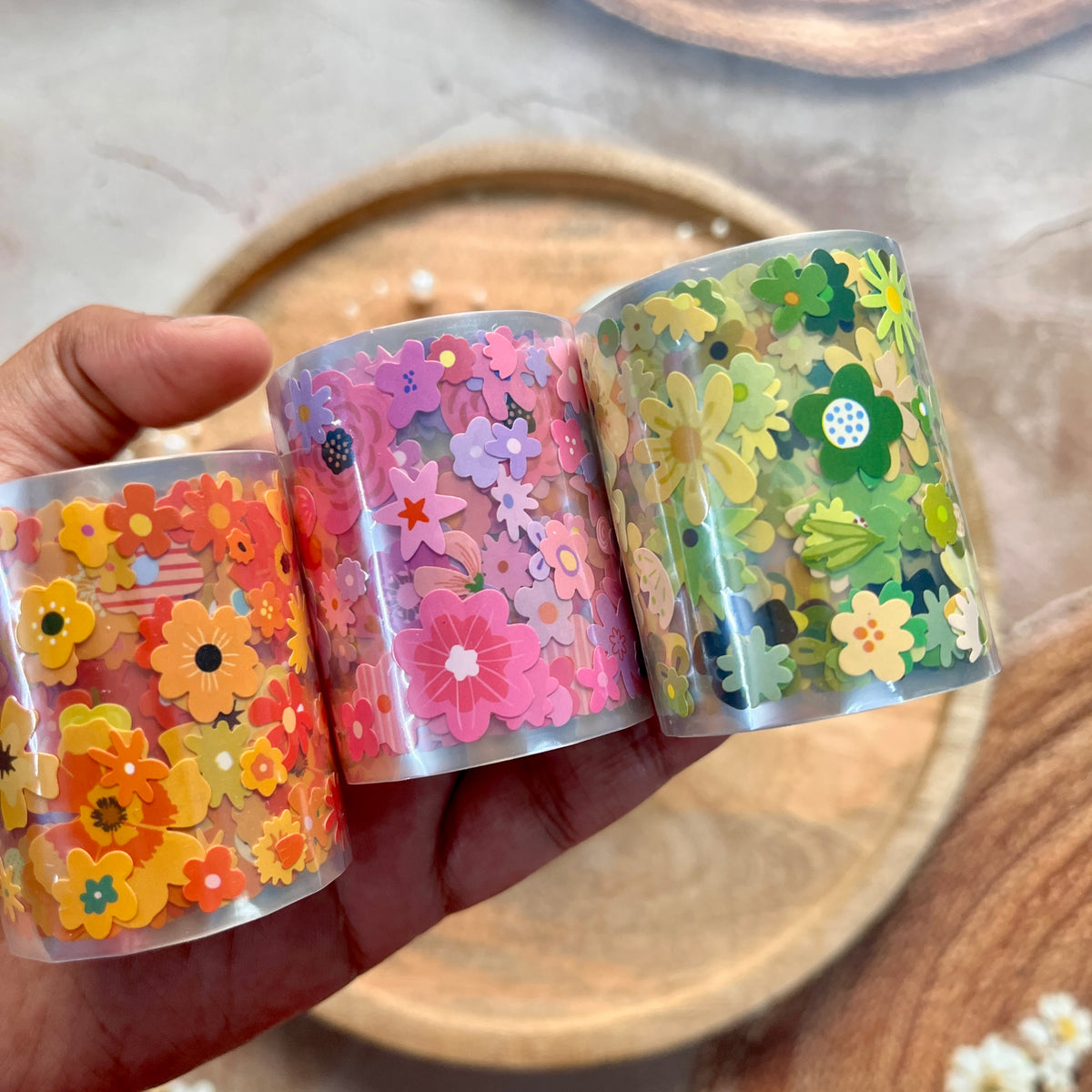 1 Roll Little Flower Story Series Edge-less Die-cut Flower Tape