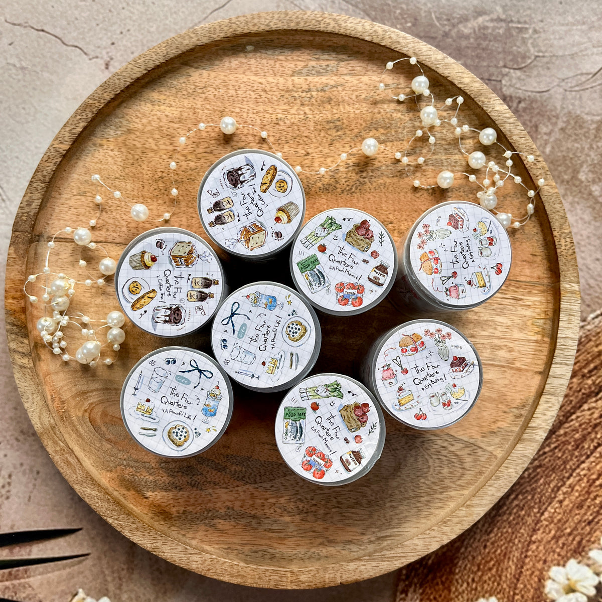 1 Roll Four Times of The Day Series Instagram Style Hand Drawn Artistic Journal Tape
