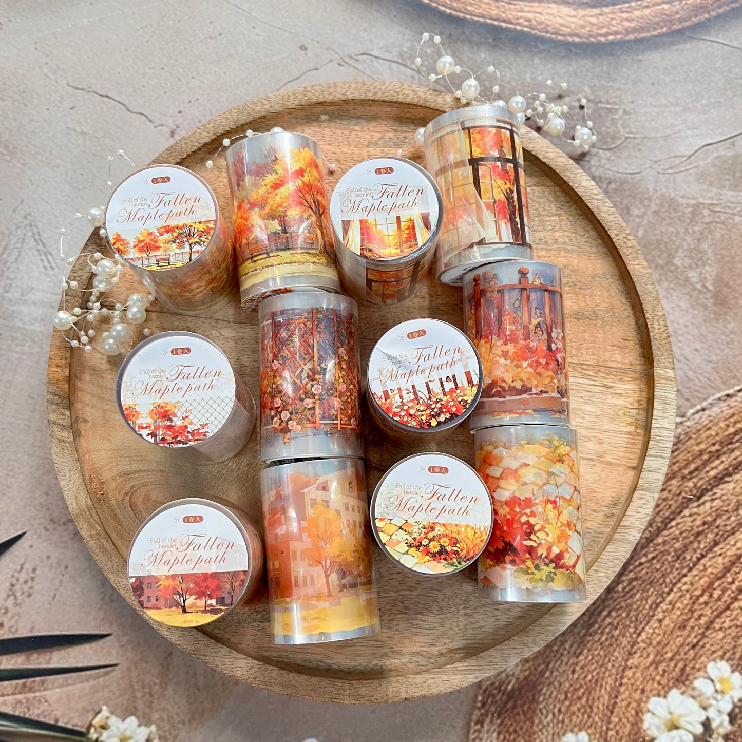 1 Roll Maple-Lined Path Series Autumn Scenery Landscape Tape