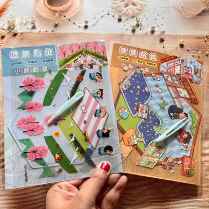3 sheets Shinchan 3D Sticker Scenery DIY Craft Stickers