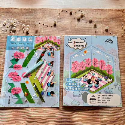 3 sheets Shinchan 3D Sticker Scenery DIY Craft Stickers