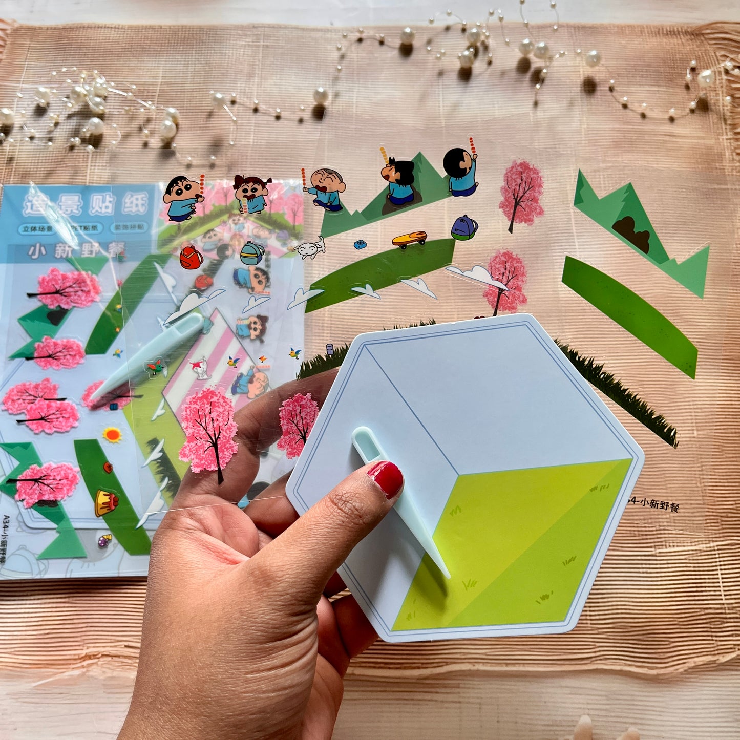 3 sheets Shinchan 3D Sticker Scenery DIY Craft Stickers