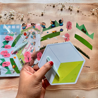 3 sheets Shinchan 3D Sticker Scenery DIY Craft Stickers
