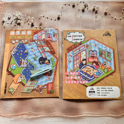 3 sheets Shinchan 3D Sticker Scenery DIY Craft Stickers