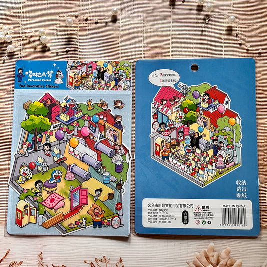 3 Sheets Doraemon Theme 3D landscape Scenery Stickers