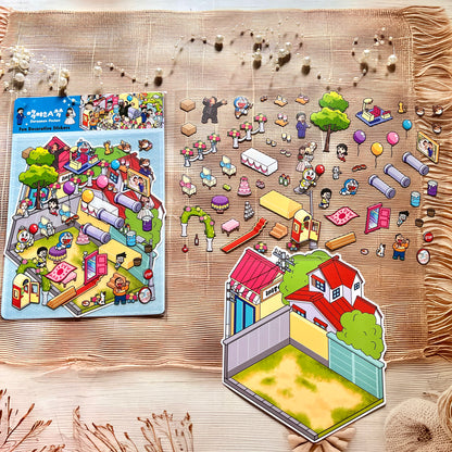 3 Sheets Doraemon Theme 3D landscape Scenery Stickers