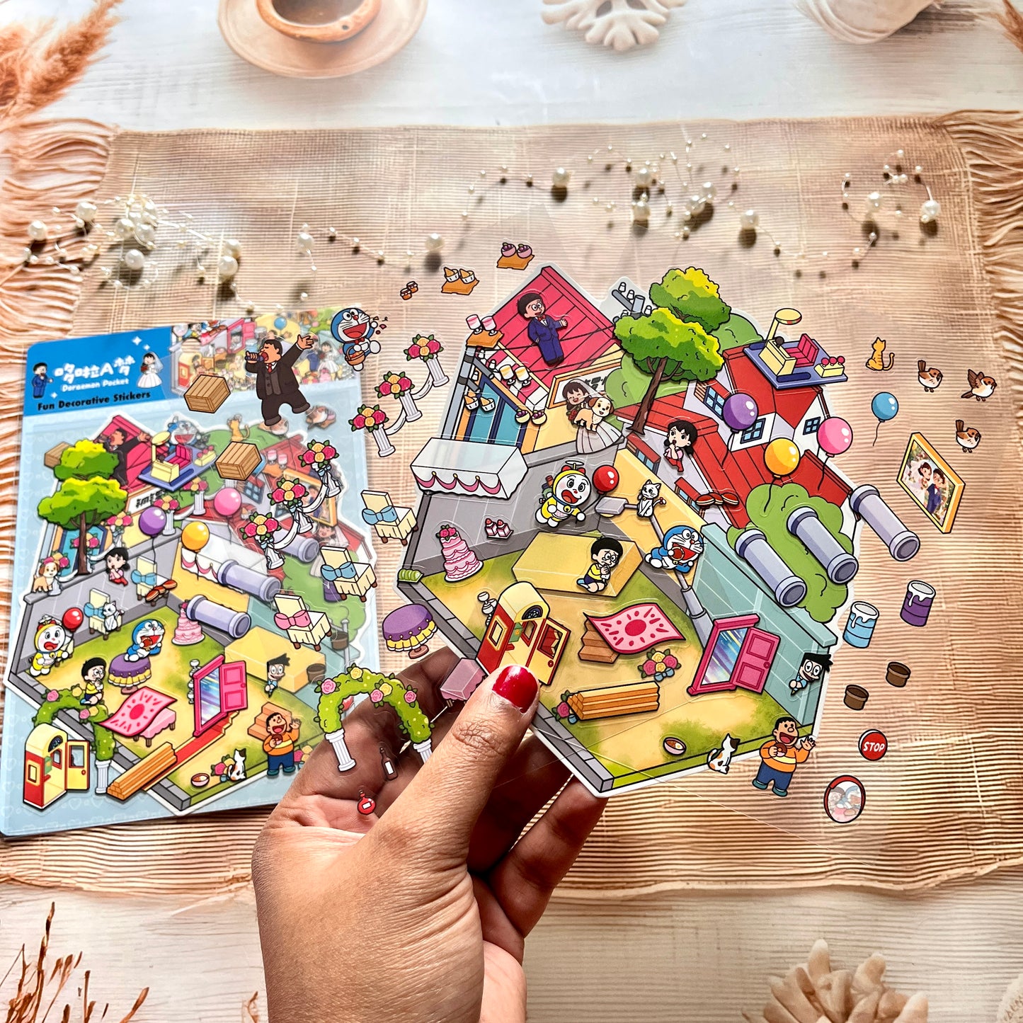 3 Sheets Doraemon Theme 3D landscape Scenery Stickers