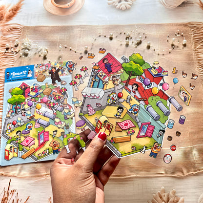 3 Sheets Doraemon Theme 3D landscape Scenery Stickers
