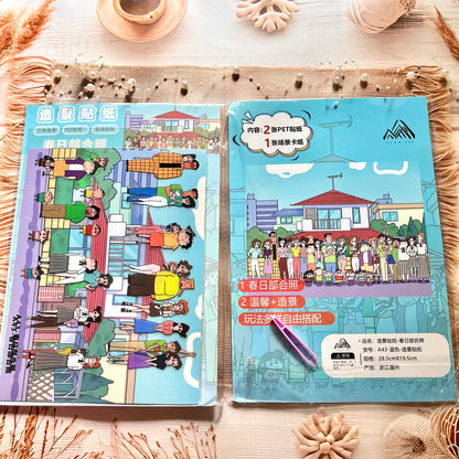 3 Sheets Shinchan Spring Group Photo Scenery Stickers