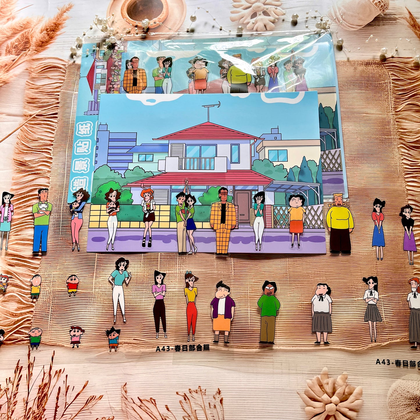 3 Sheets Shinchan Spring Group Photo Scenery Stickers