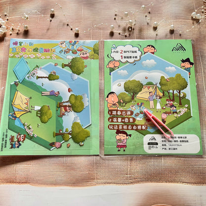 3 sheets Shinchan Scenes 3D Scenery Cute Cartoon Stickers
