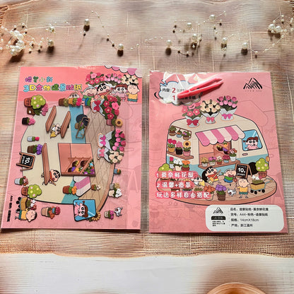 3 sheets Shinchan Scenes 3D Scenery Cute Cartoon Stickers