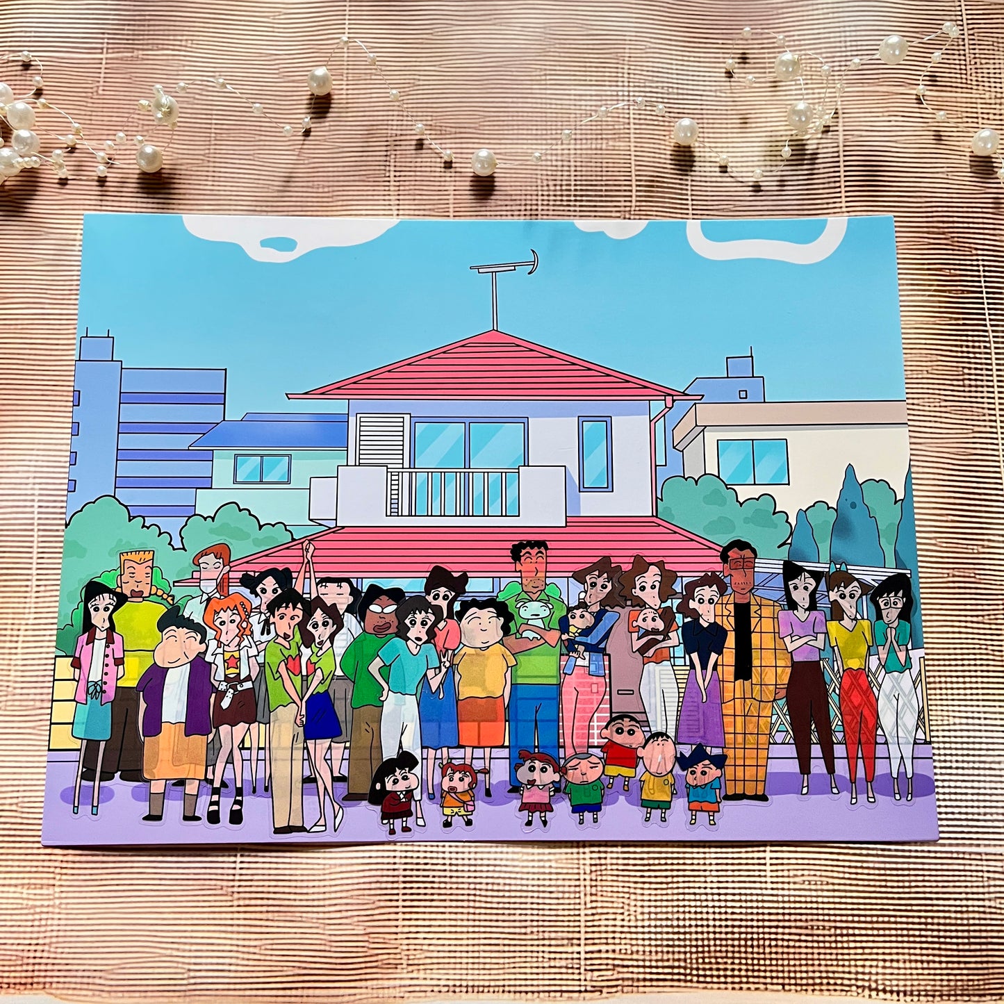 3 Sheets Shinchan Spring Group Photo Scenery Stickers