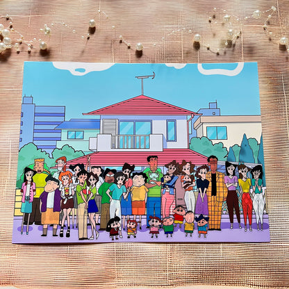3 Sheets Shinchan Spring Group Photo Scenery Stickers
