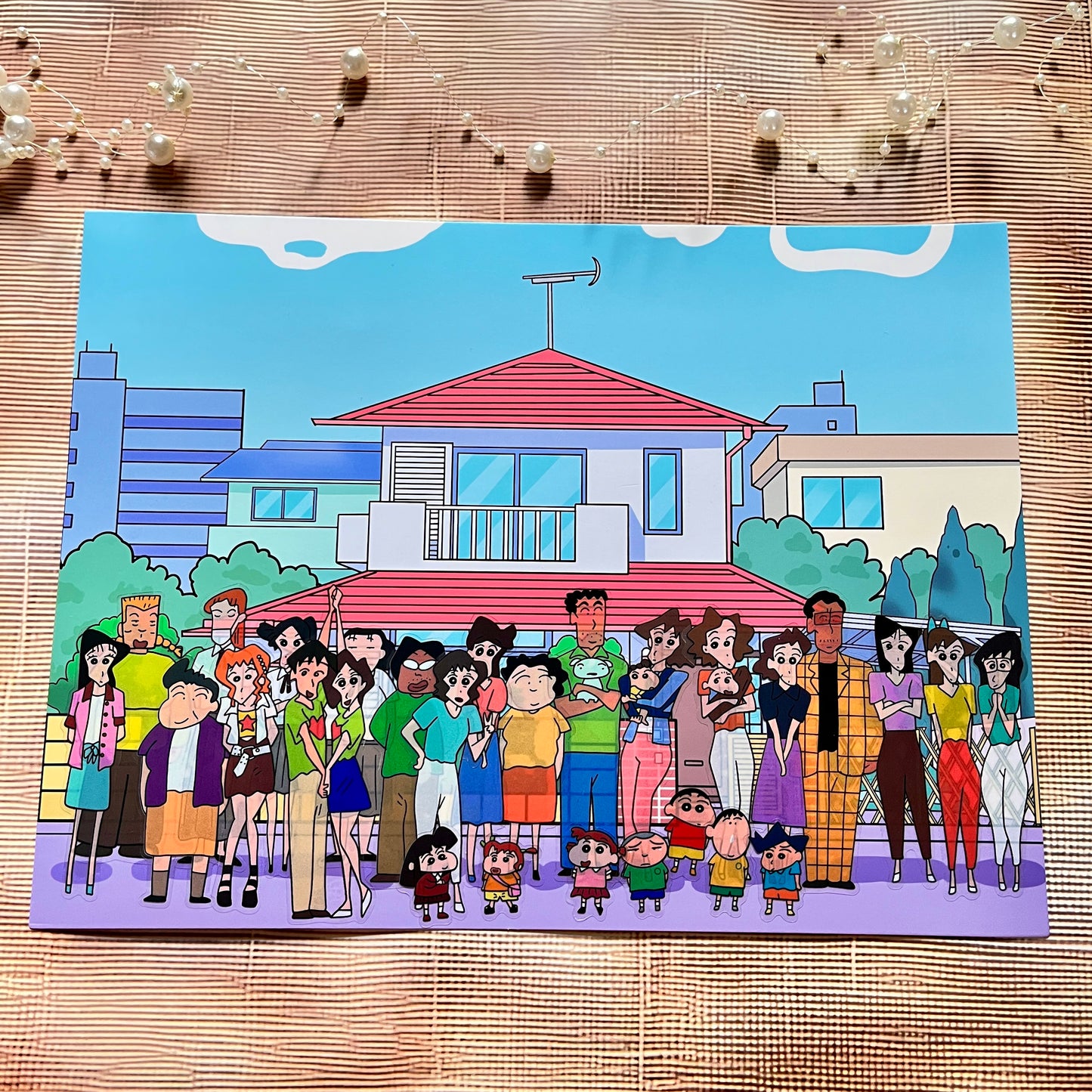 3 Sheets Shinchan Spring Group Photo Scenery Stickers
