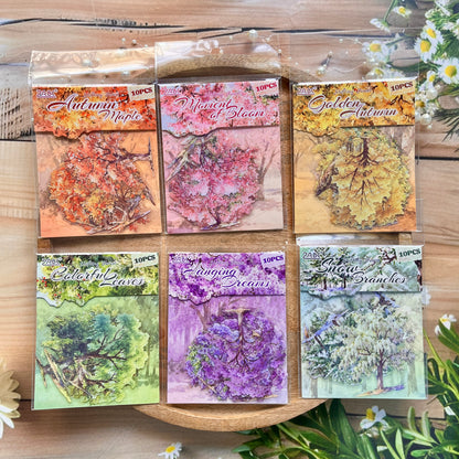 10 Pcs Wooden Shadows and A World of Possibilities Series Tree Stickers