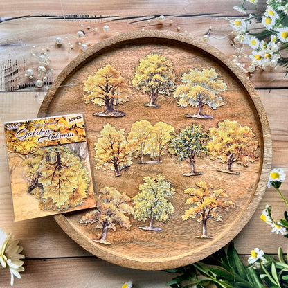 10 Pcs Wooden Shadows and A World of Possibilities Series Tree Stickers