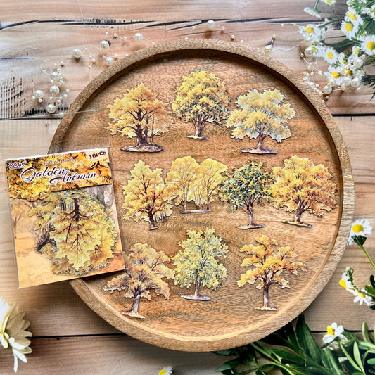 10 Pcs Wooden Shadows and A World of Possibilities Series Tree Stickers