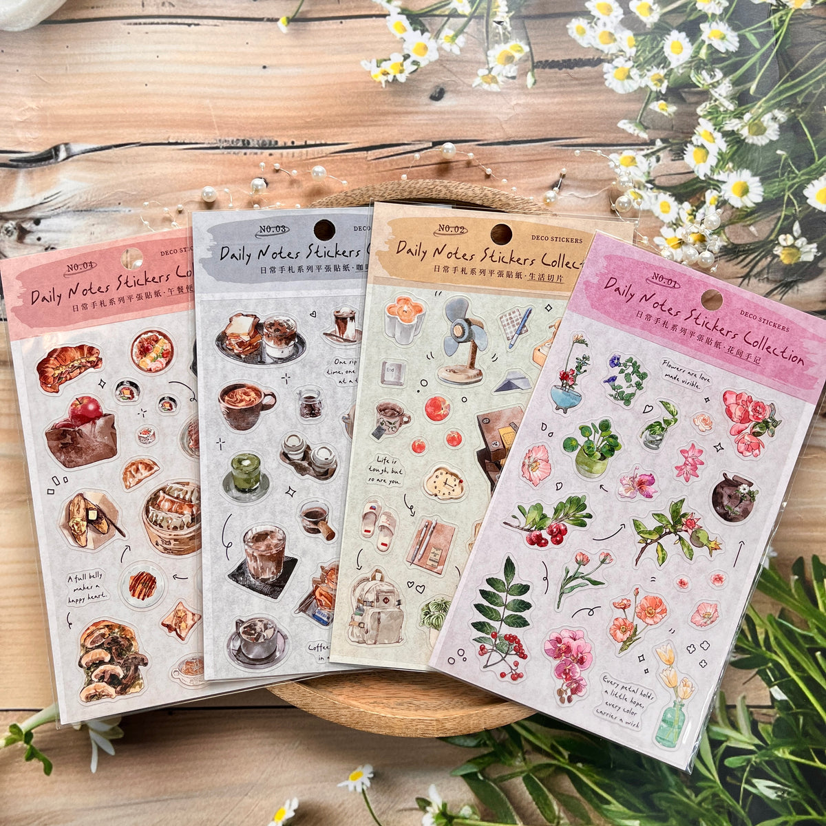 1 Sheet Daily Journal Series Lightly Retro Journal Background Stickers