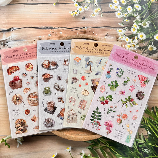 1 Sheet Daily Journal Series Lightly Retro Journal Background Stickers
