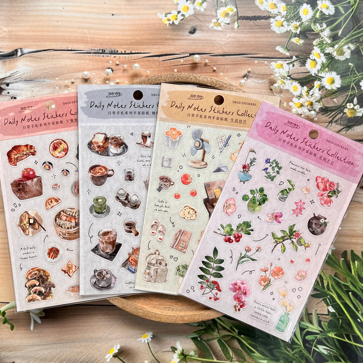 1 Sheet Daily Journal Series Lightly Retro Journal Background Stickers