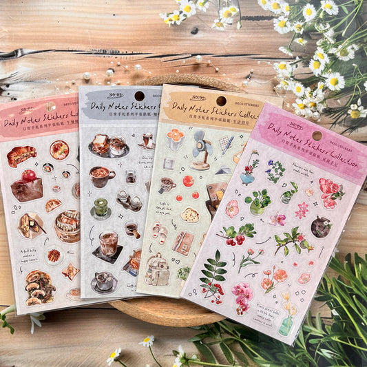 1 Sheet Daily Journal Series Lightly Retro Journal Background Stickers