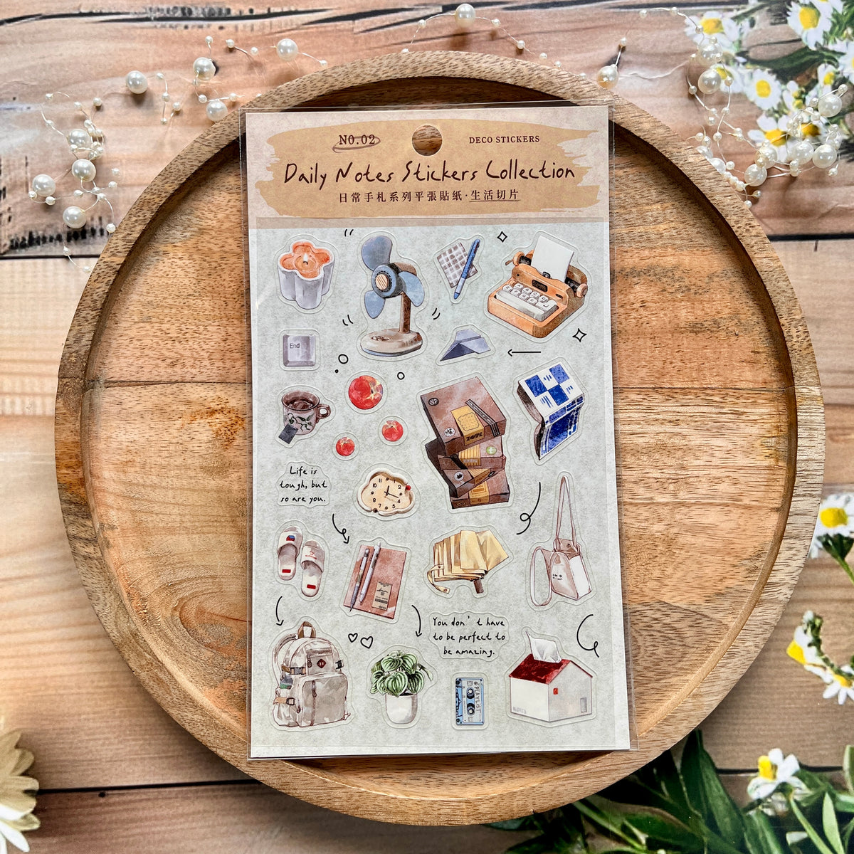 1 Sheet Daily Journal Series Lightly Retro Journal Background Stickers