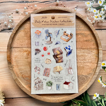 1 Sheet Daily Journal Series Lightly Retro Journal Background Stickers
