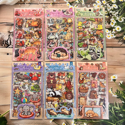 4 Sheets Cute Pet City Series Cartoon Stickers for Journaling